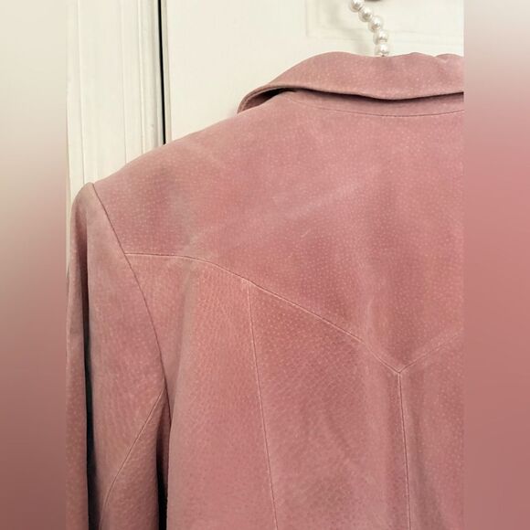VTG Bagatelle Pale Pink Suede Blazer Size 16 L/XL - Picture 12 of 16